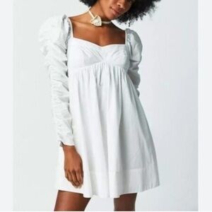 {NWOT} $118 FREE PEOPLE White Lindsay Rose Babydoll Cotton
Dress